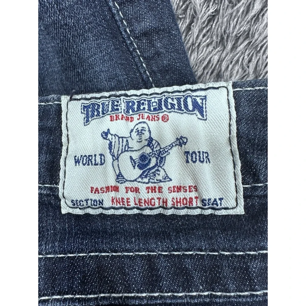 True‎ Religion Riley Knee Length Shorts Blue Denim Women's Size 23 Jean Shorts
